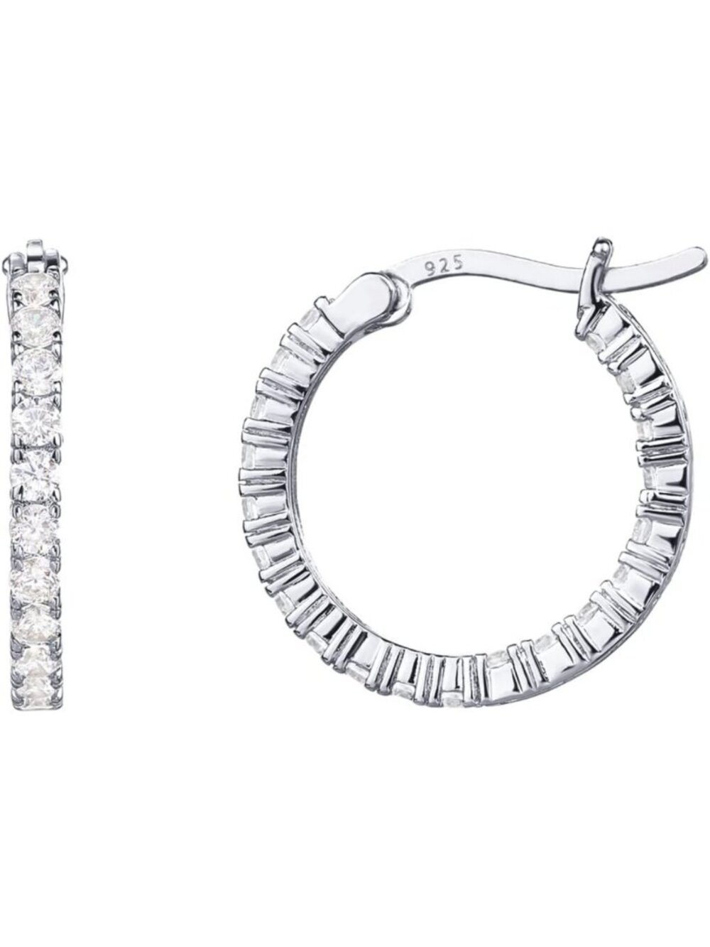 14K Gold Plated CZ Hoop Earrings for Women - Elegant Inside Out Design
